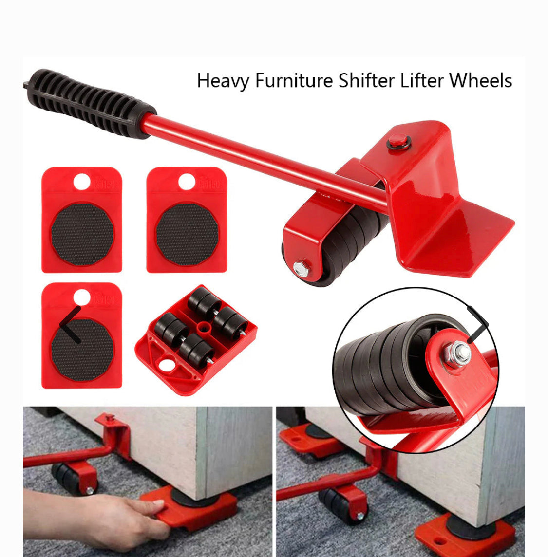 Furniture Lifter -Furniture Lifter Mover Tool Set Heavy Duty Furniture Shifting Lifting Moving Tool with Wheel Pads