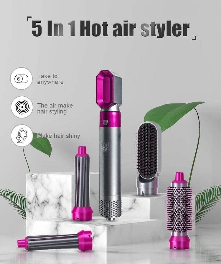 5-in-1 Multifunctional Hair Dryer, Hot Air Comb, Automatic Curler, Straightener, and Volumizer