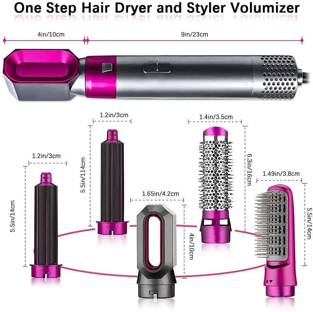5-in-1 Multifunctional Hair Dryer, Hot Air Comb, Automatic Curler, Straightener, and Volumizer
