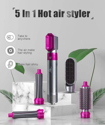 5-in-1 Multifunctional Hair Dryer, Hot Air Comb, Automatic Curler, Straightener, and Volumizer